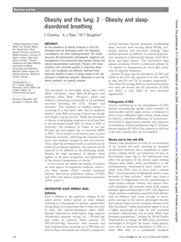 2 ? Obesity and Sleep- Disordered Breathing