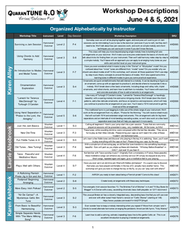 Workshop Descriptions June 4 & 5, 2021