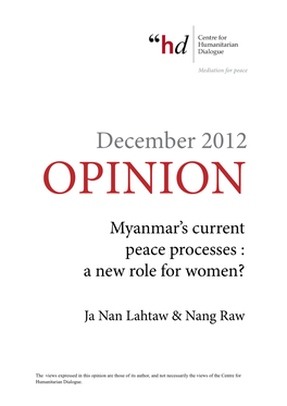 Myanmar's Current Peace Processes