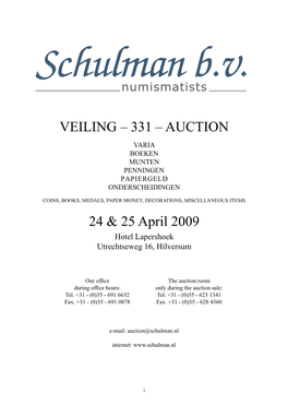 Veiling – 331 – Auction Varia Boeken Munten Penningen Papiergeld Onderscheidingen