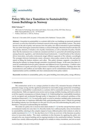 Policy Mix for a Transition to Sustainability: Green Buildings in Norway