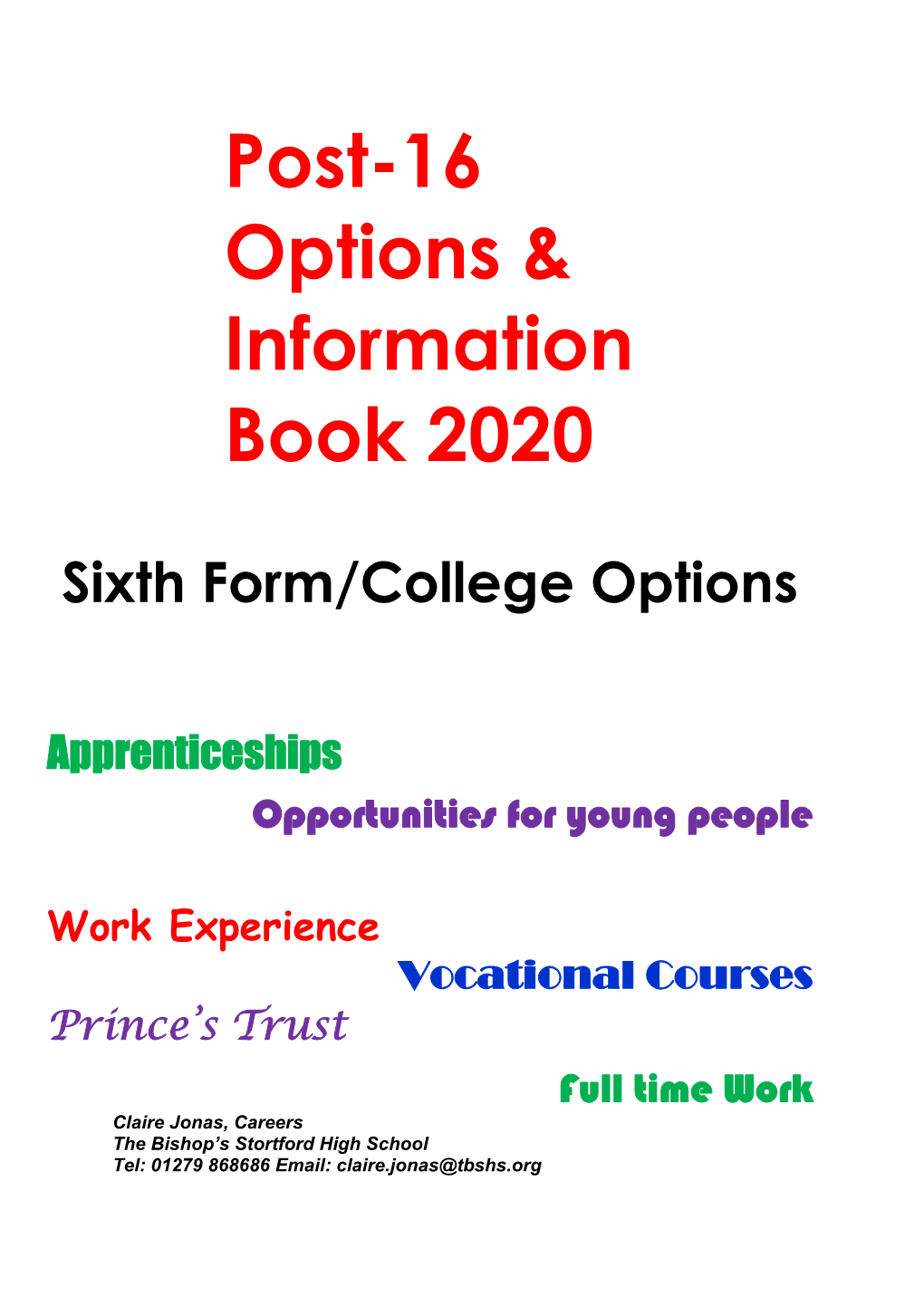 Post-16 Options & Information Book 2020