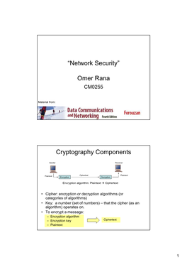 “Network Security” Omer Rana Cryptography Components