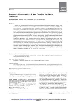 Intratumoral Immunization: a New Paradigm for Cancer Therapy