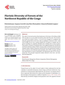 Floristic Diversity of Forests of the Northwest Republic of the Congo