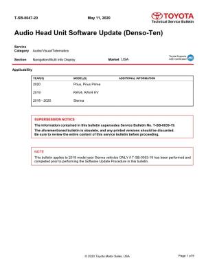 Audio Head Unit Software Update (Denso-Ten)