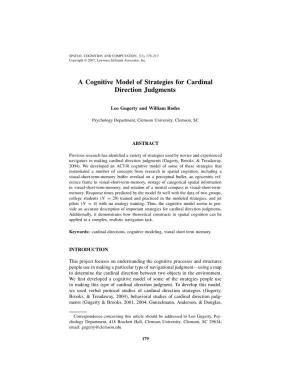 A Cognitive Model of Strategies for Cardinal Direction Judgments