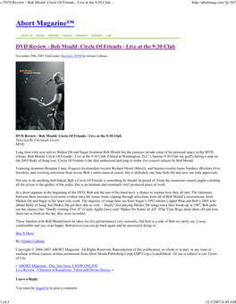 DVD Review - Bob Mould: Circle of Friends - Live at the 9:30 Club