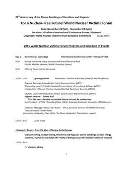 For a Nuclear-Free Future! World Nuclear Victims Forum