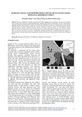 Badenian Small Gastropods from Lăpugiu De Sus (Făget Basin, Romania)