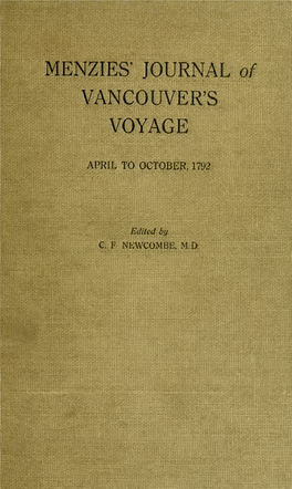Menzies' Journal of Vancouver's Voyage, April to October, 1792