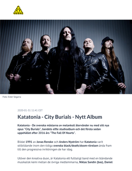 Katatonia - City Burials - Nytt Album