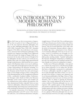 An Introduction to Modern Romanian Philosophy