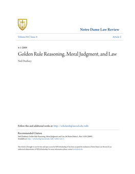 Golden Rule Reasoning, Moral Judgment, and Law Neil Duxbury