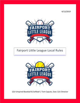 Fairport Little League Local Rules