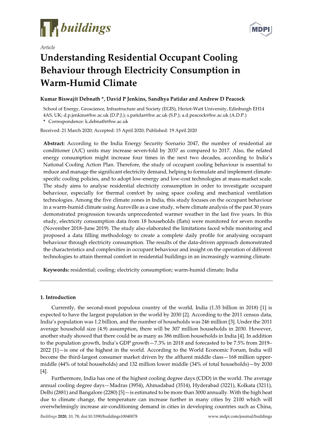 Understanding Residential Occupant Cooling Behaviour Through Electricity Consumption in Warm-Humid Climate