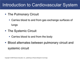 Introduction to Cardiovascular System