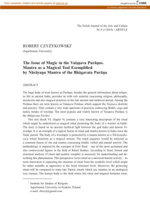 ROBERT CZYŻYKOWSKI* the Issue of Magic in the Vaiṣṇava Purāṇas