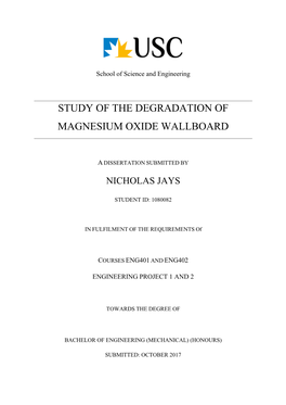 Study of the Degradation of Magnesium Oxide Wallboard