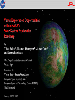 Venus Exploration Opportunities Within NASA's Solar System Exploration Roadmap