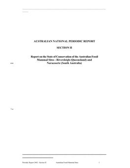 Section II: Periodic Report on the State of Conservation of the Australian