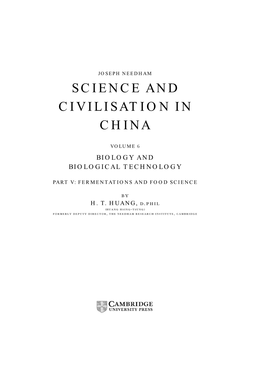 Science and Civilisation in China