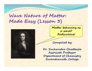 Wave Nature of Matter: Made Easy (Lesson 3) Matter Behaving As a Wave? Ridiculous!