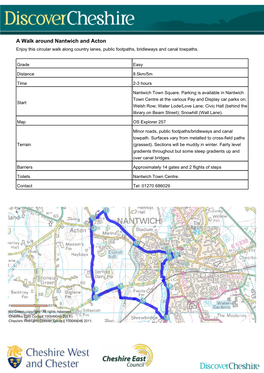 A Walk Around Nantwich and Acton Enjoy This Circular Walk Along Country Lanes, Public Footpaths, Bridleways and Canal Towpaths