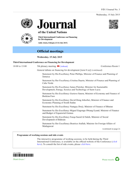 Journal Unit at United Nations Headquarters, New York, and Published in Addis Ababa, Ethiopia, by the Department for General Assembly and Conference Management