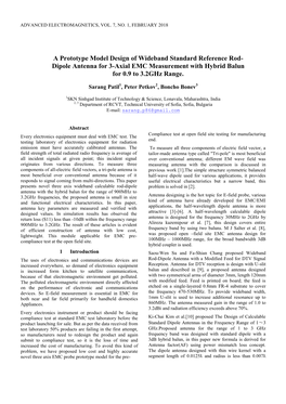 A Prototype Model Design of Wideband Standard Reference Rod- Dipole Antenna for 3-Axial EMC Measurement with Hybrid Balun for 0.9 to 3.2Ghz Range