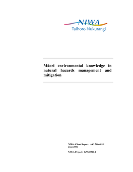Māori Environmental Knowledge in Natural Hazards Management and Mitigation