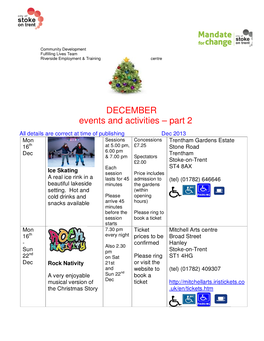 DECEMBER Events and Activities – Part 2
