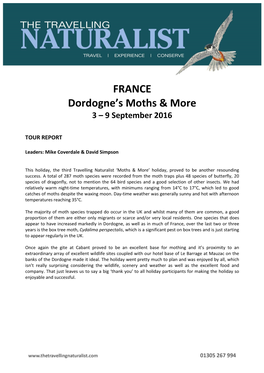 FRANCE Dordogne's Moths & More
