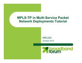 MPLS-TP in Multi-Service Packet Network Deployments Tutorial