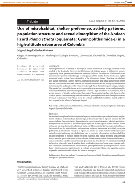 Use of Microhabitat, Shelter Preference, Activity Patterns