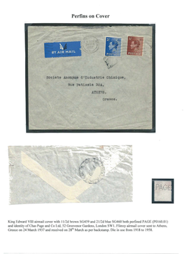 Perfins on Cover
