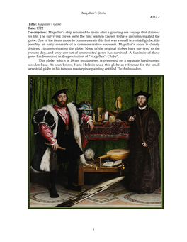 Magellan's Globe #332.2 1 Title: Magellan's Globe Date: 1522