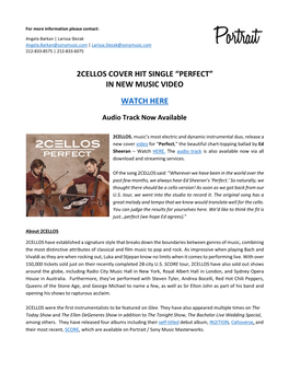 2CELLOS Perfect Video Release