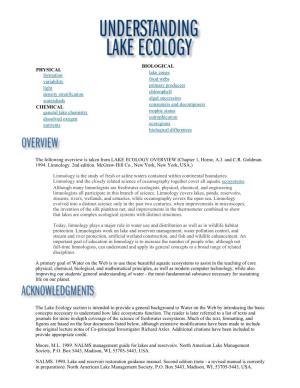 A Primer on Limnology, Second Edition