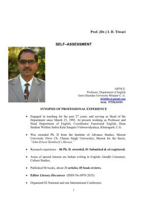 Prof. (Dr.) I. D. Tiwari SELF–ASSESSMENT