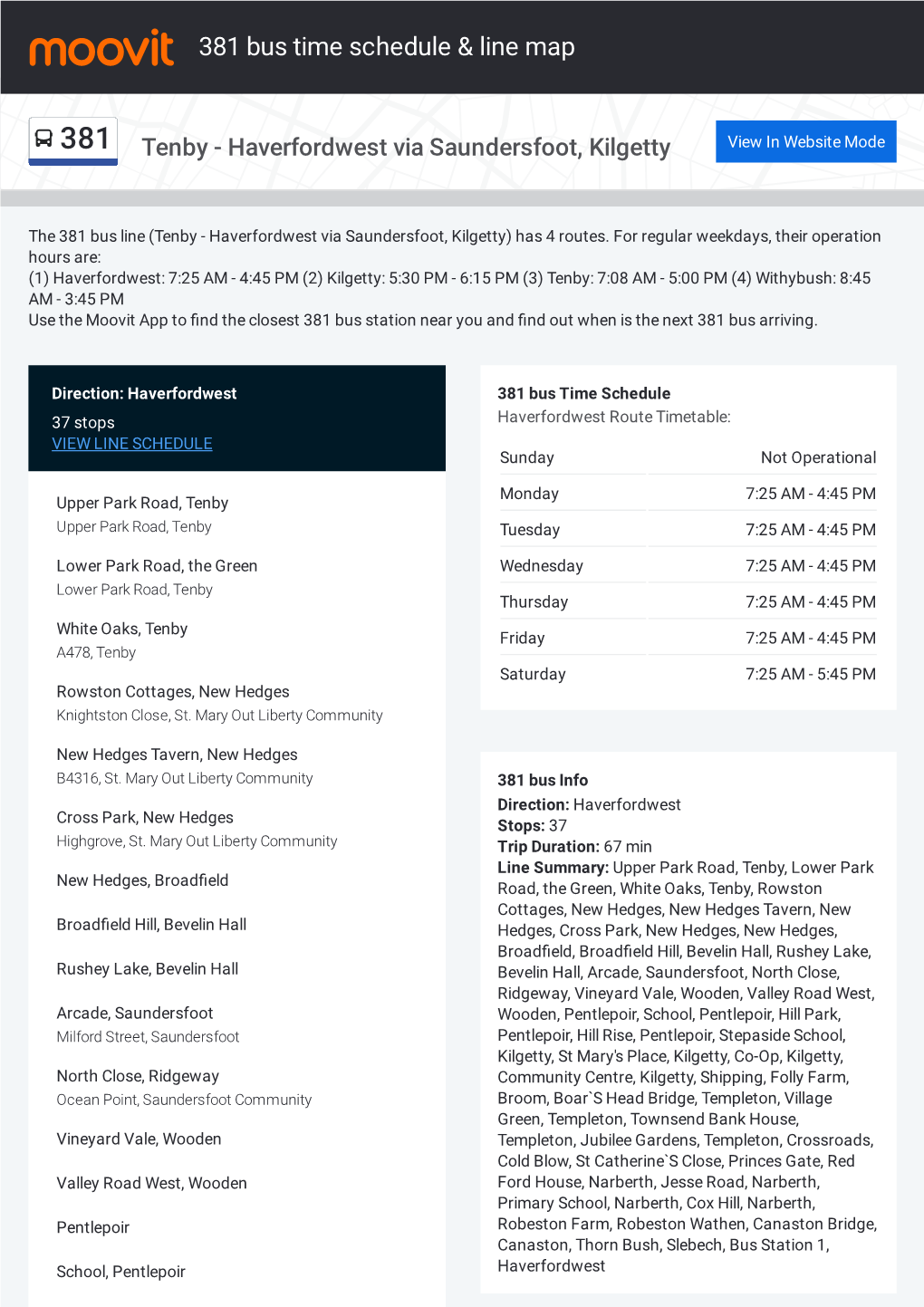 381 Bus Time Schedule & Line Route