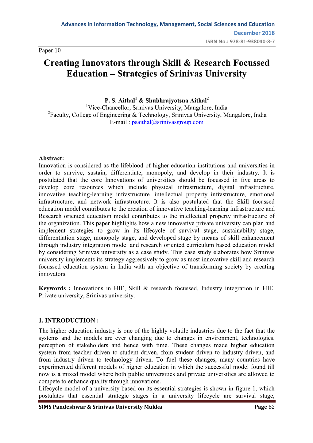 Strategies of Srinivas University