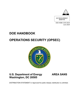 Doe Handbook Operations Security (Opsec)