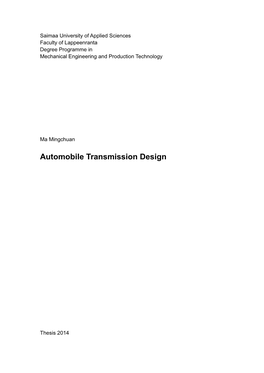 Automobile Transmission Design