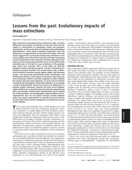 Lessons from the Past: Evolutionary Impacts of Mass Extinctions