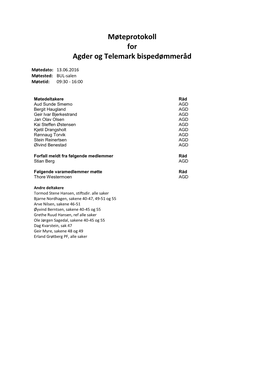 Protokoll for Agder Og Telemark Bispedømmeråd