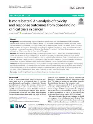 An Analysis of Toxicity and Response Outcomes from Dose