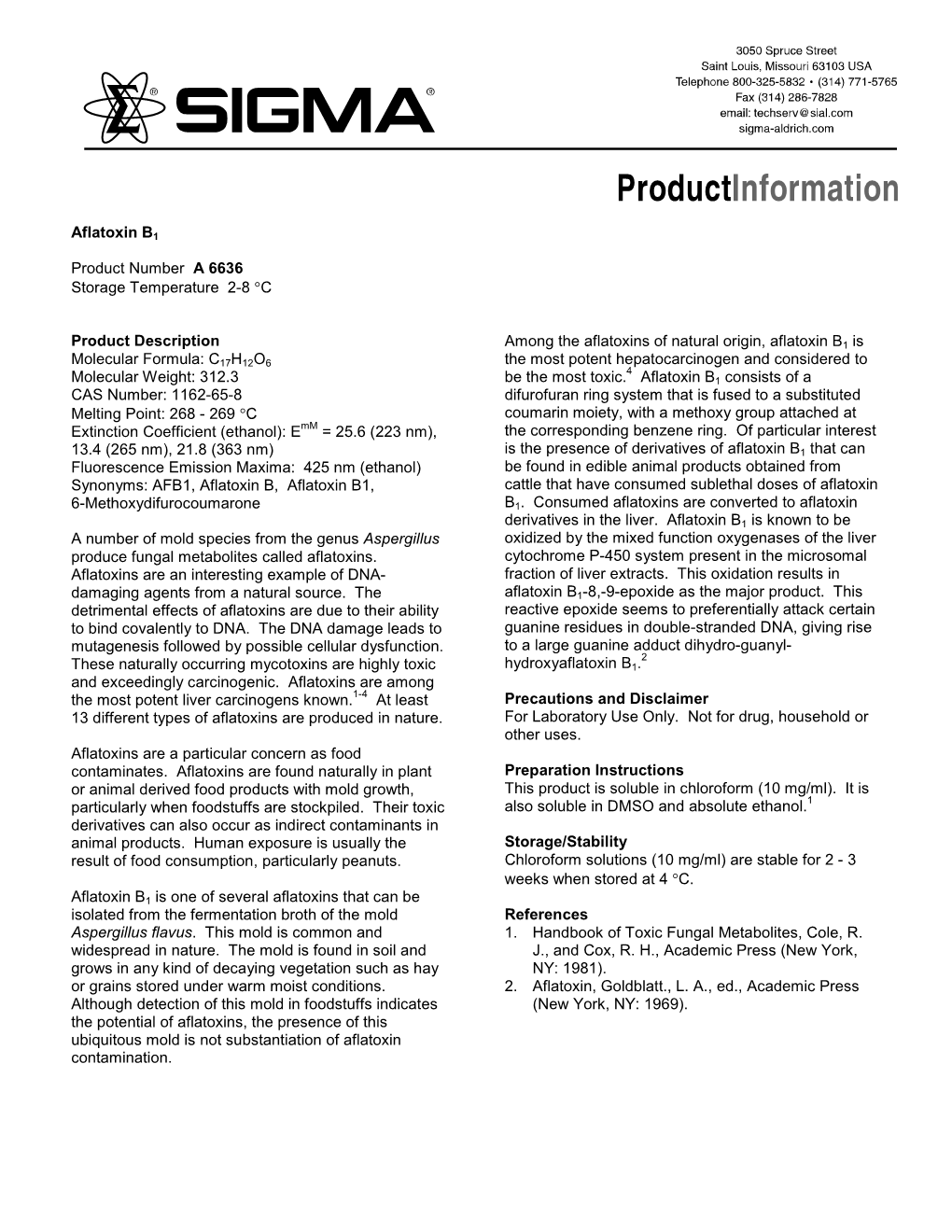 Aflatoxin B1 from Aspergillus Flavus