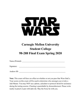 Carnegie Mellon University Student College 98-288 Final Exam Spring 2020