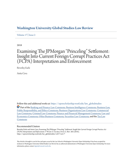 Academic Article: Examining the Jpmorgan “Princeling” Settlement